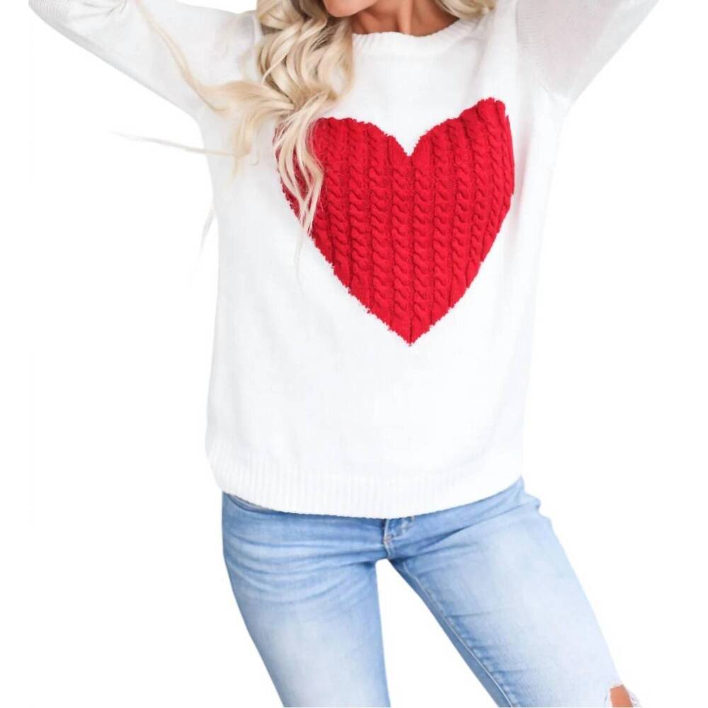 NEW YEMAK luxe love sweater in red/ivory